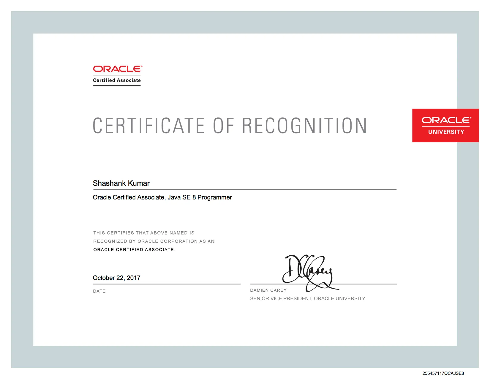 Oracle Java Certificate